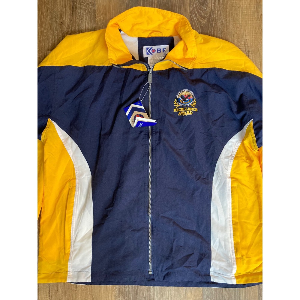 Kobe Track Jacket Mens Large Navy Yellow US Naval Reserve Excellence Award‎